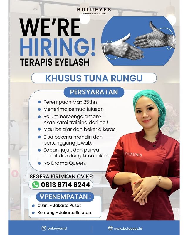 Flyer loker Terapis Eyelash di Bulueyes