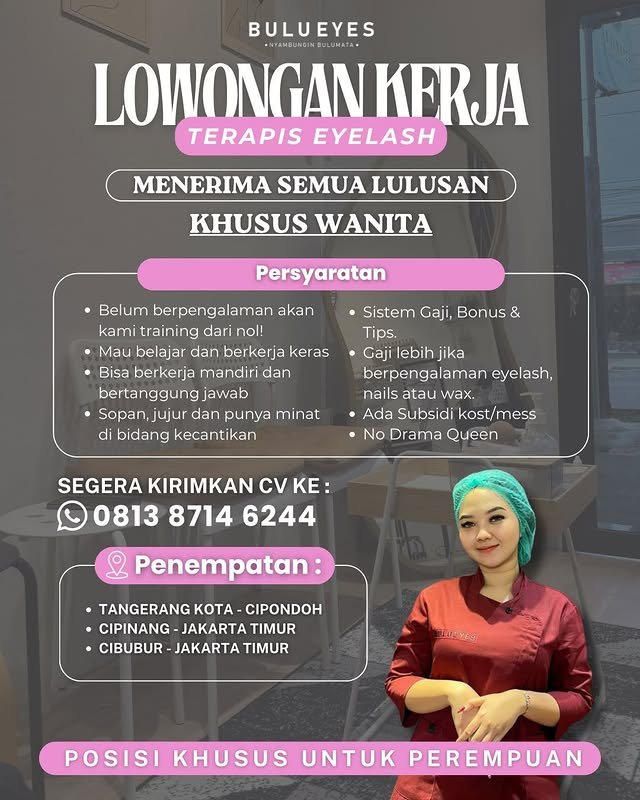 Flyer loker Terapis Eyelash di Bulueyes