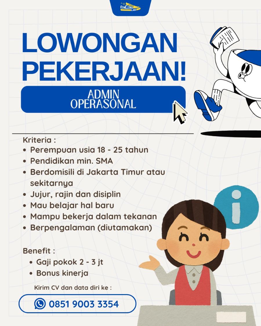 Flyer loker Admin Operasional di Kinclong Pasti