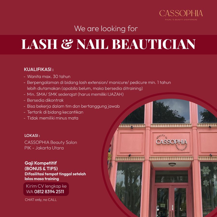 Flyer loker Lash & Nail Beautician di CASSOPHIA Beauty Salon