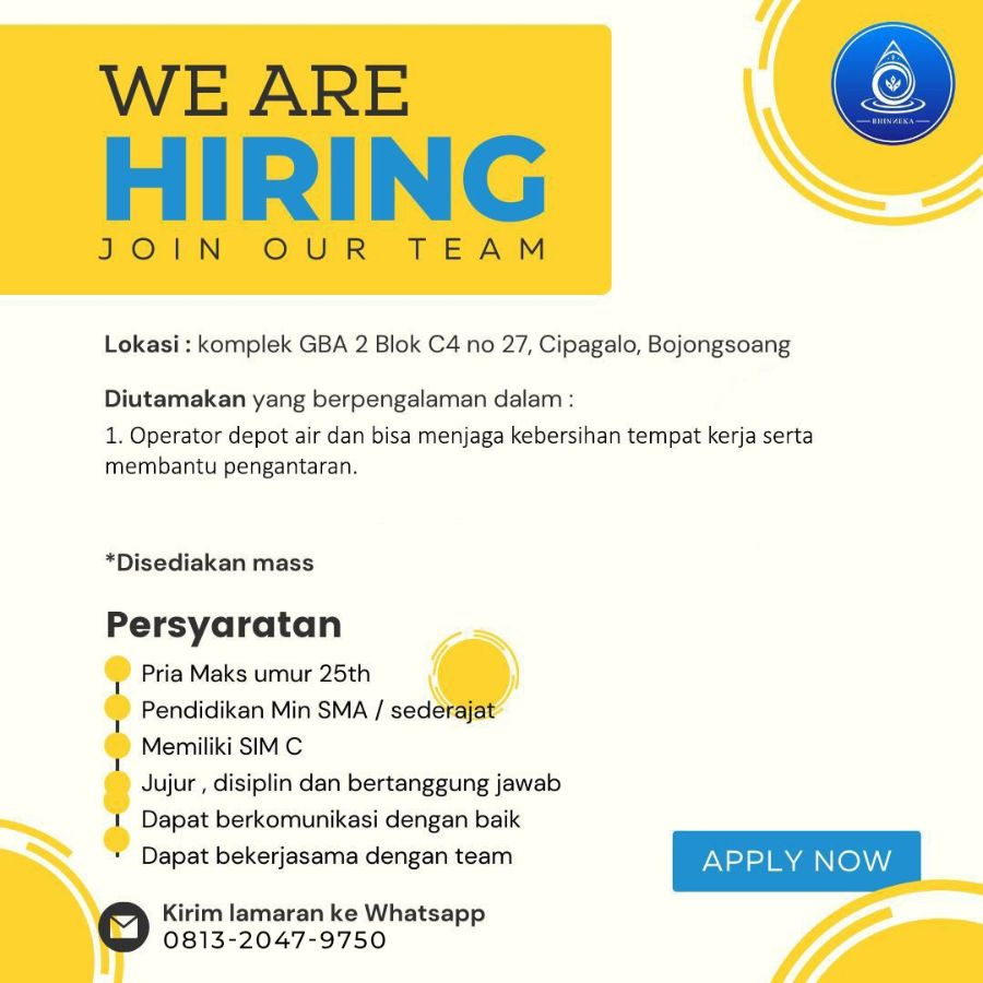 Flyer loker Operator Depot Air di Bhinneka